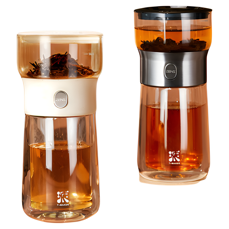 ZENS哲品派杯旅行茶具套装便携式泡茶杯飘逸杯茶壶玻璃茶水分离杯