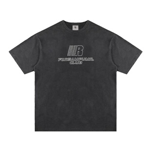 FDR 斑驳R字绣花运动情侣美式短袖t恤男女重磅体恤