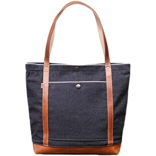 柒名氏 植鞣皮赤耳丹宁牛仔包 手提包 挎包 原创设计 手工质感