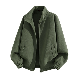 班尼路S&K系列双面绒加厚外套男款冬季摇粒绒保暖开衫墨绿色夹克