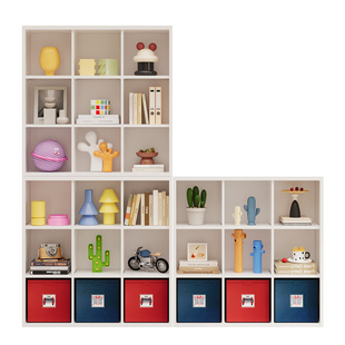 加厚碳钢书房书架客厅卧室小户型小空间多功能钢制格子柜收纳架子