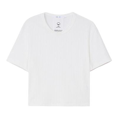 全程认证环保棉宽抽条T恤