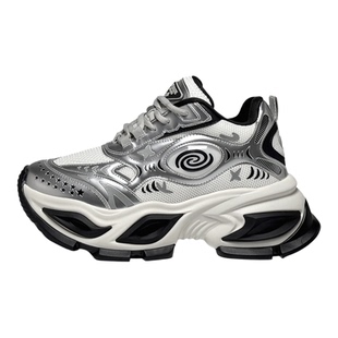 川野潮鞋男款厚底10CM增高响尾蛇液态银老爹鞋2026新款恶魔之眼