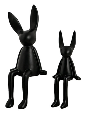 北欧轻奢陶瓷哑光长耳兔摆件