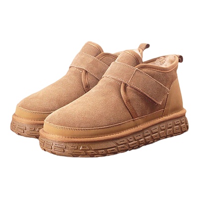 魔术贴皮毛一体全羊毛厚底男鞋