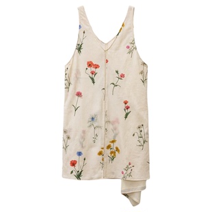 秒发！法式文艺碎花裙韩国26春夏新款breathe无袖v领中长连衣裙女