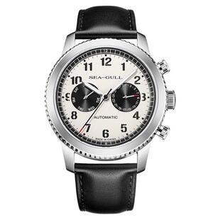海鸥表男士双时区自动机械表夜光指针时尚运动皮带手表6186