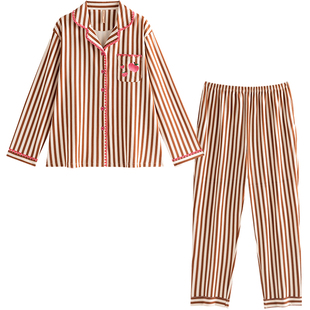 秋冬款情侣睡衣女100纯棉布料2026新款一男一女长袖加厚家居服