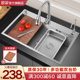 曌朵洗菜盆单水槽3n04不锈钢水槽双台阶厨房手工洗碗槽家用洗菜