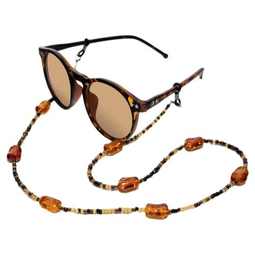 眼镜挂链墨镜口罩挂绳明星同款玳瑁琥珀串珠链子眼镜防滑防丢挂脖