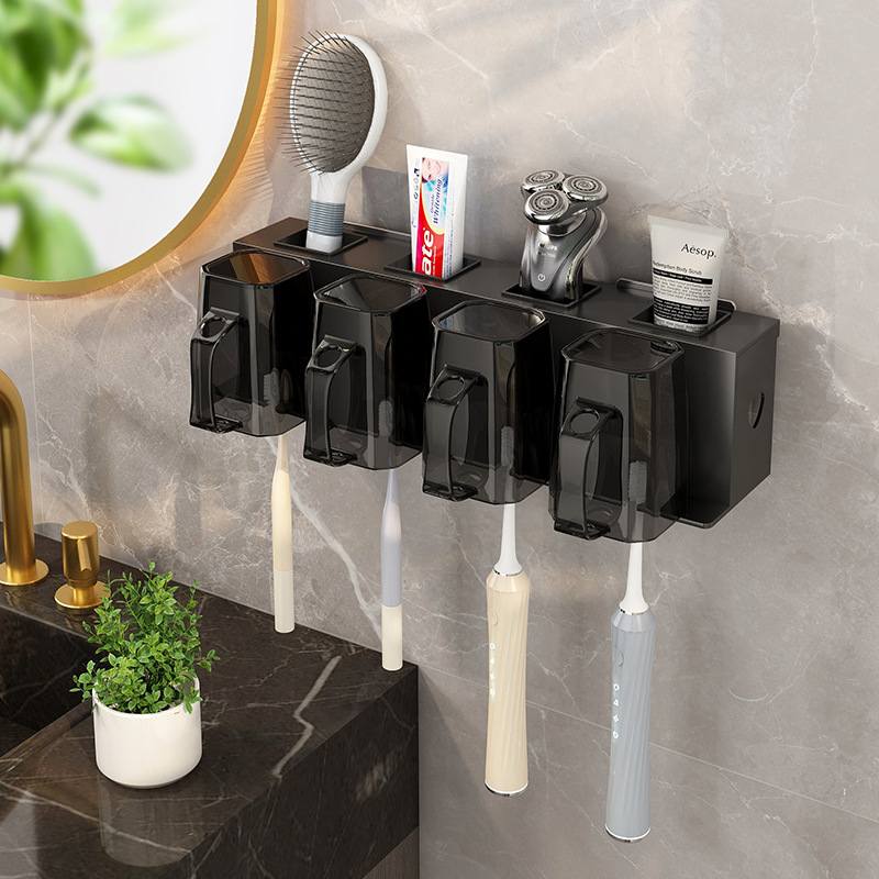 不锈钢牙刷架浴室洗漱用品置物架口杯架壁挂式牙膏收纳收纳牙刷架