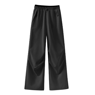 班尼路黑色软壳工装裤女款秋冬新款户外运动防水防风阔腿登山裤N