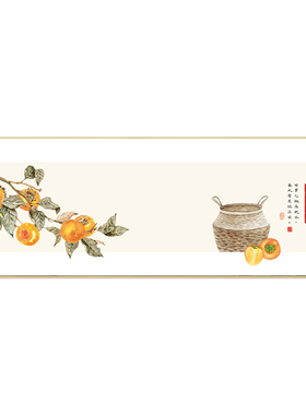 新中式客厅装饰画事事如意柿子画