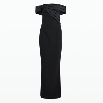 高贵气质一字肩长款晚礼服裙