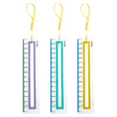 得力防滑防丢直尺尺子小学生一年级二年级三年级专用透明15cm20cm高颜值初中生高中生带波浪线刻度尺ins风