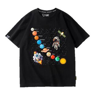 太阳系宇航员太空夏季短袖T恤纯棉男女学生青少年童装半袖定制潮