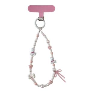 西高地粉色手机链高级挂件可爱ins超好看手腕挂链韩系串珠手链合金小狗女挂绳链条防丢绳钥匙扣包挂饰垫片壳