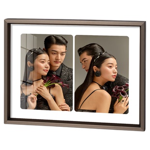 定制婚纱照两宫格摆台相框加洗结婚照情侣写真登记照照片制作摆台