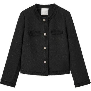 爱居兔小香风外套女冬季新款肌理感时尚圆领外套