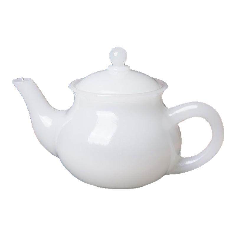 白玉茶壶茶杯水壶羊脂玉单壶摆件