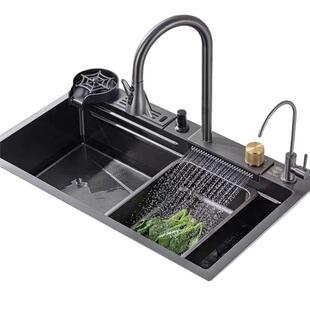 eoco厨房小米粒压纹水槽304不锈钢家用洗菜盆台上下纳米疏水大槽