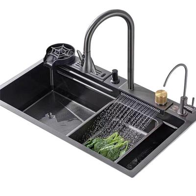 eoco厨房小米粒压纹水槽304不锈钢家用洗菜盆台上下纳米疏水大槽