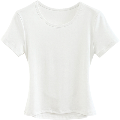 后腰镂空设计修身正肩短袖T恤