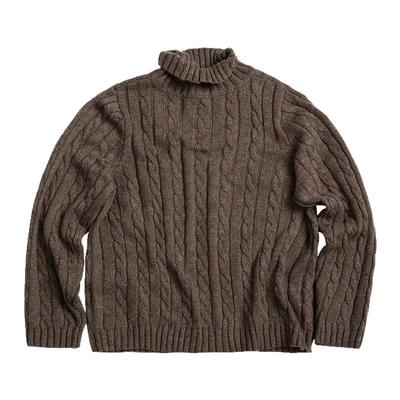 SOARIN英伦风复古高领针织毛衣男高级感麻花毛线衣套头修身打底衫