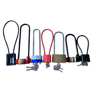 电动车筐锁头盔锁伸缩长挂锁长梁铜挂锁衣柜子防盗钢丝锁密码挂锁