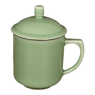 包邮青瓷茶杯陶瓷复古水杯办公室茶杯带盖龙杯家用泡茶杯宾馆单杯