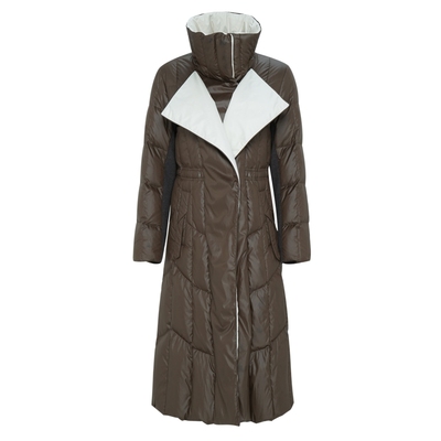 IDPAN女装冬季新款商场同款高级感通勤精致时尚亮面长羽绒服