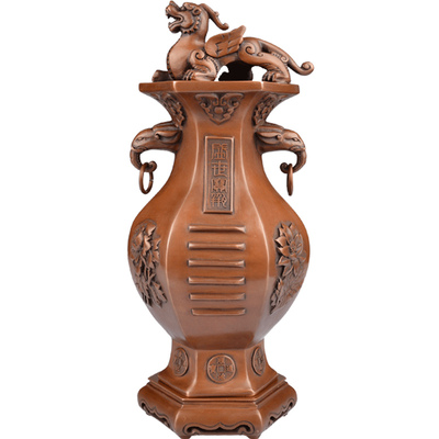 化五黄日月堂铜古典家居盛世宝瓶