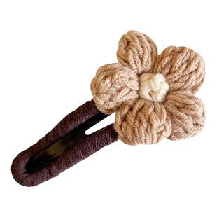 秋冬针织花朵大号鸭嘴夹脑后一字夹半扎发发夹女2025新款发卡头饰