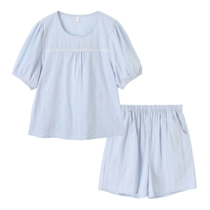 双层纱布纯棉抑菌睡衣女士家居服