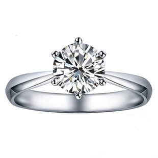 美国新品定制进口莫桑石钻戒指女1-2克拉结婚18K白金求婚仿真钻戒