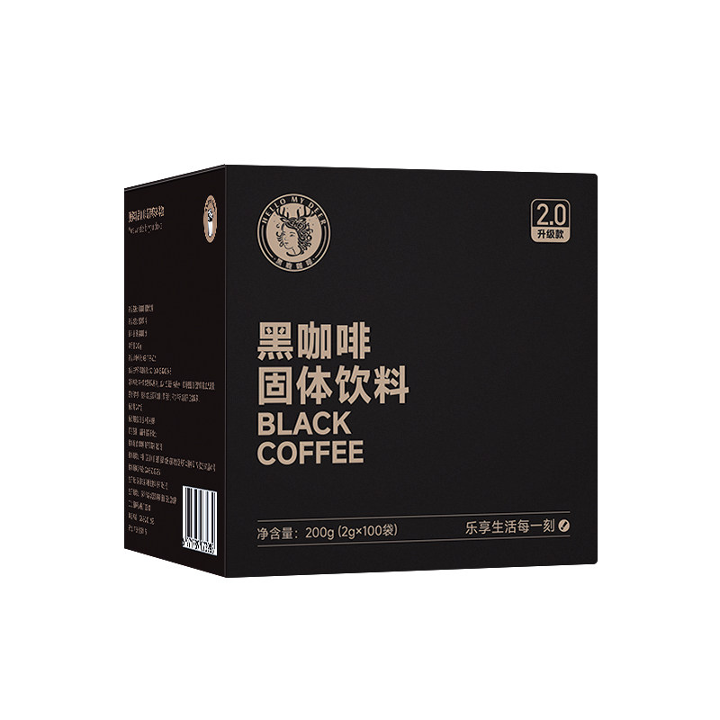黑鹿咖啡美式黑咖啡无蔗糖低脂苦咖啡冷热两泡速溶纯咖啡DIY拿铁