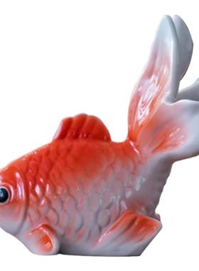 创意幸运锦鲤发光陶瓷金鱼中式年年有余家居客厅装饰摆件乔迁礼物