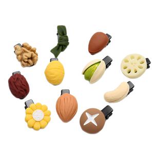 创意仿真食物蔬菜坚果搞怪可爱食玩刘海侧边小号发夹头饰发饰