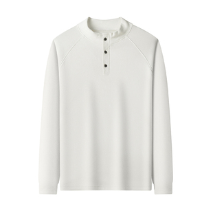 磨毛德绒打底衫男半高领门筒暗扣t恤男装长袖秋冬季青年内搭上衣