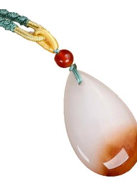 金丝玉俏色水滴吊坠糖色男女款