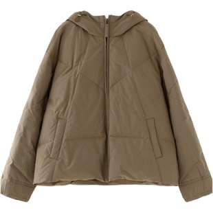 梭家|炉边叙事|匈牙利进口95白鹅绒橄榄棕短款棉连帽羽绒服保暖