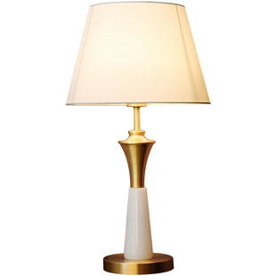 慕庭 美式台灯床头灯卧室主卧新款轻奢高端奢华复古全铜玉石灯具