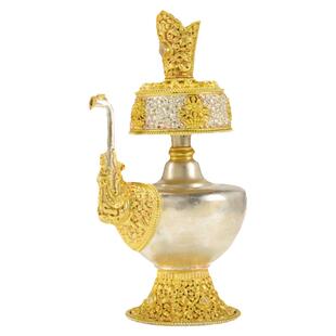 尼泊尔贲巴壶净水瓶 铜鎏金鎏银手工艺品 文巴壶宝瓶客厅灌顶摆件