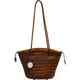 【小优家包包】HOYOZI手工包 牛皮真皮编织托特包夏天手提单肩包