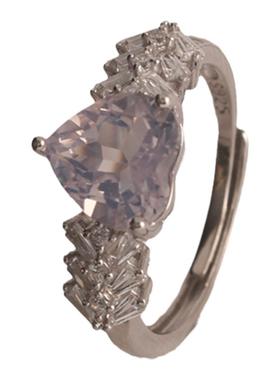 天然紫玉晶女戒指纯银清纯薰衣草