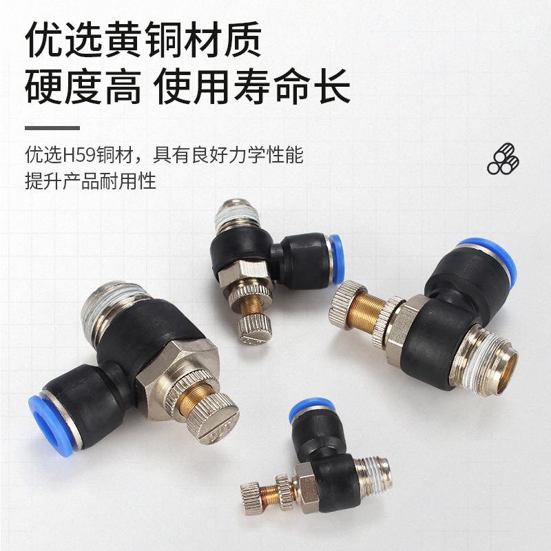 SL接头快速快关接头节流阀调速阀SL4/6/8/10/12-M5 气缸连接配件