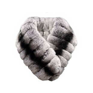 优雅龙猫纹磁扣獭兔毛双面围巾女冬季保暖韩版百搭真兔毛皮草围脖