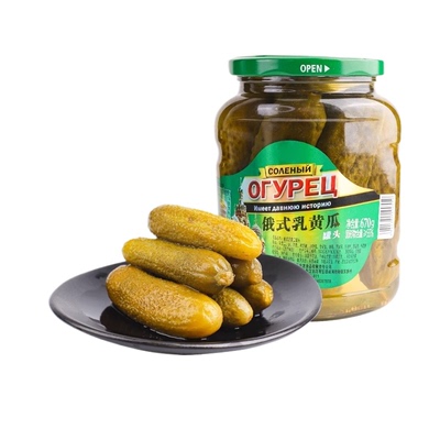 俄式酸黄瓜腌制小青瓜轻食蔬菜汉堡解腻家用非俄罗斯进口即食罐头