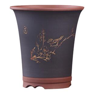 宜兴紫砂花盆大号吊兰建兰四季兰陶瓷透气桌面绿植透气兰专用花盆