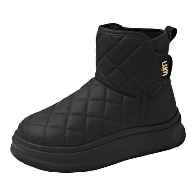 踩屎感皮面防水厚底雪地靴女